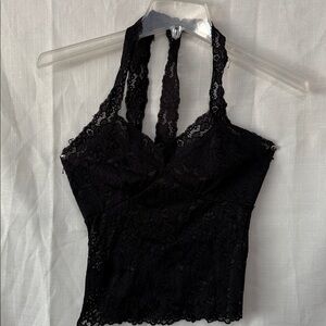 Black Lace Halter Top